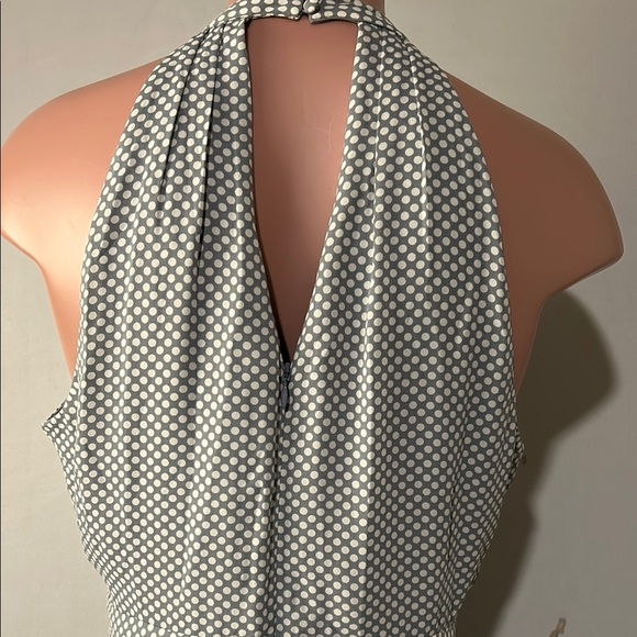 Express Women’s Polka Dot Halter  Keyhole Neck Lined Fit and Flare Dress Sz 12 - Picture 8 of 14
